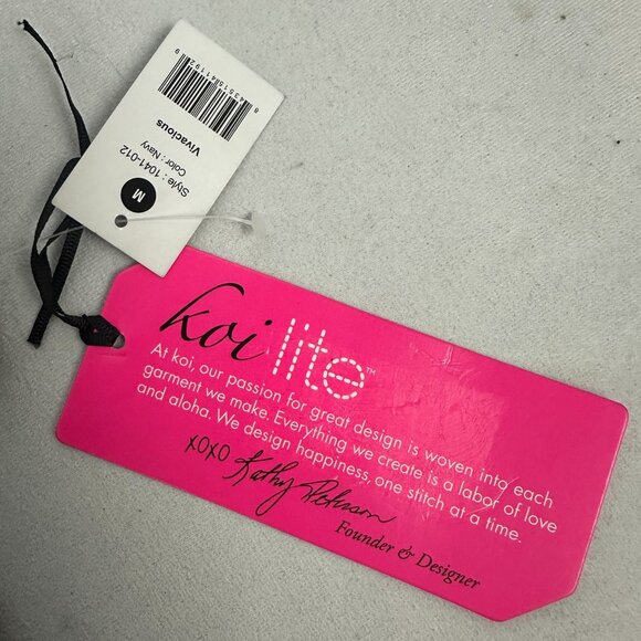 Koi Lite Womens Navy Performance Stretch Scrub Top Size M Slim Fit Soft Durable - Picture 5 of 6